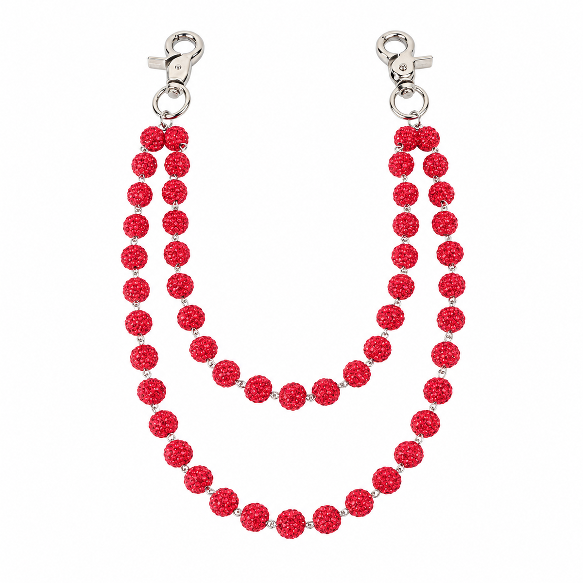 Prism Beaded Jean Chain in Red, front view
