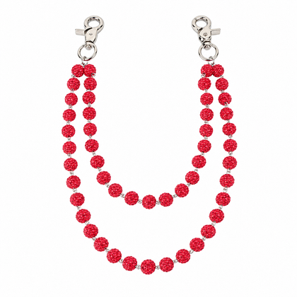 Prism Beaded Jean Chain in Red, front view