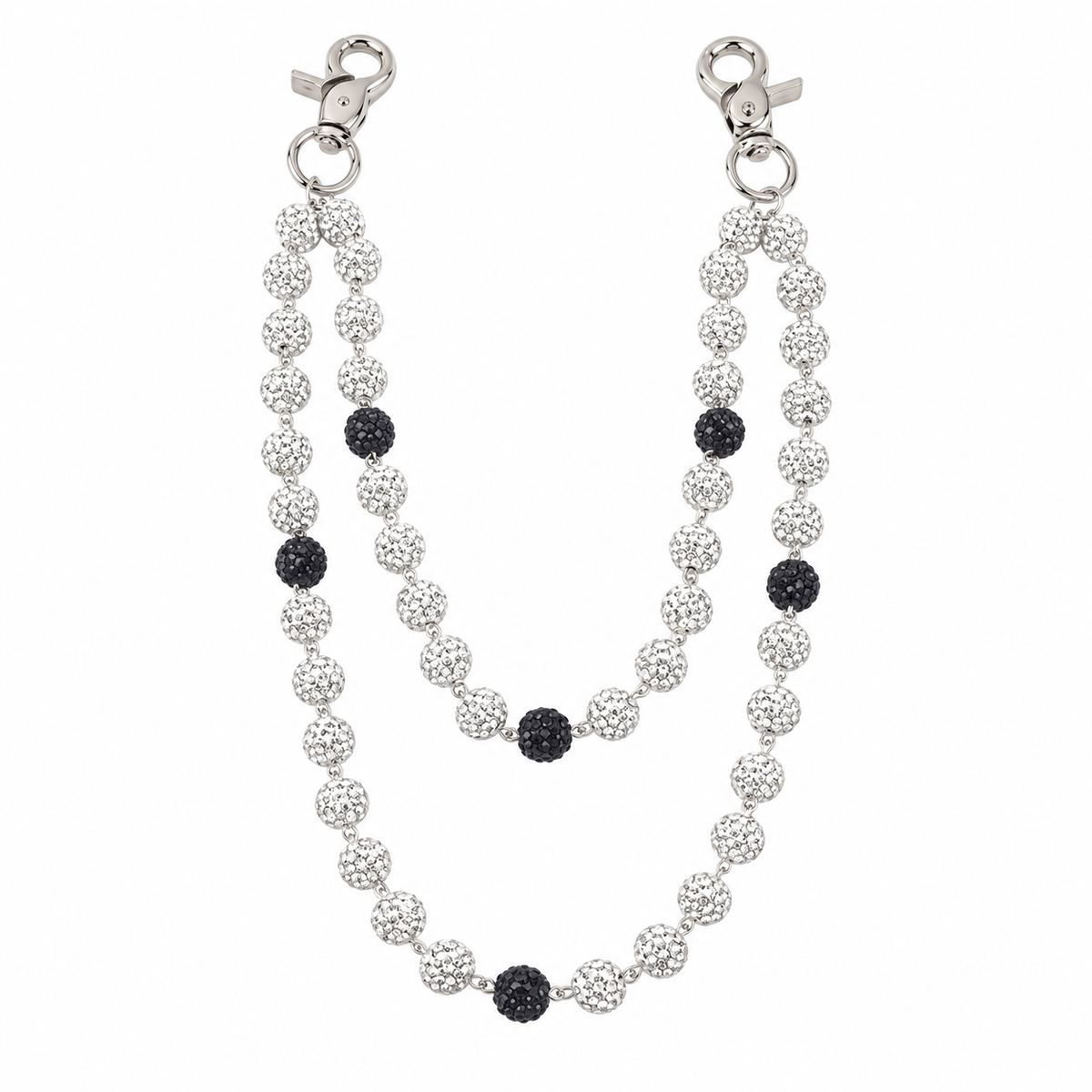 Prism Beaded Jean Chain in White / Black, front view