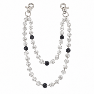 Prism Beaded Jean Chain in White / Black, front view
