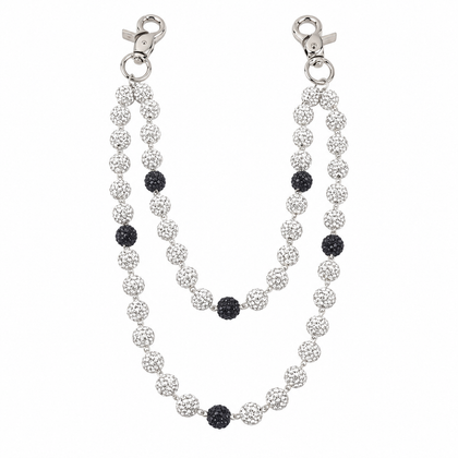 Prism Beaded Jean Chain in White / Black, front view
