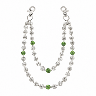 Prism Beaded Jean Chain in White / Green, front view