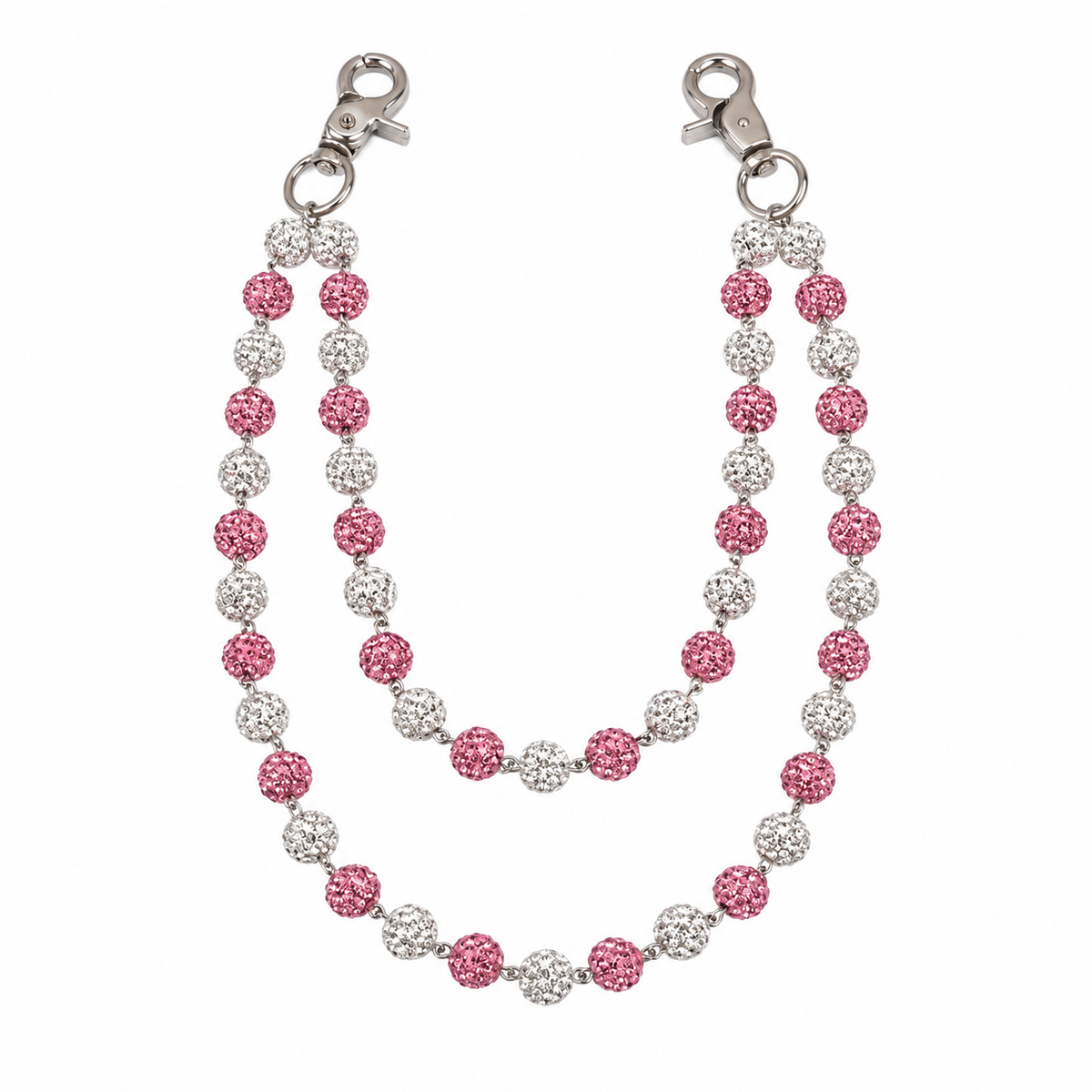 Prism Beaded Jean Chain in White / Pink II, front view