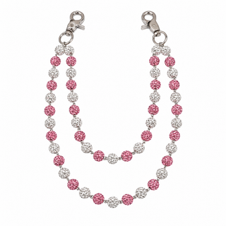 Prism Beaded Jean Chain in White / Pink II, front view