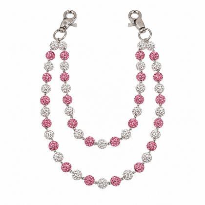 Prism Beaded Jean Chain in White / Pink II, front view