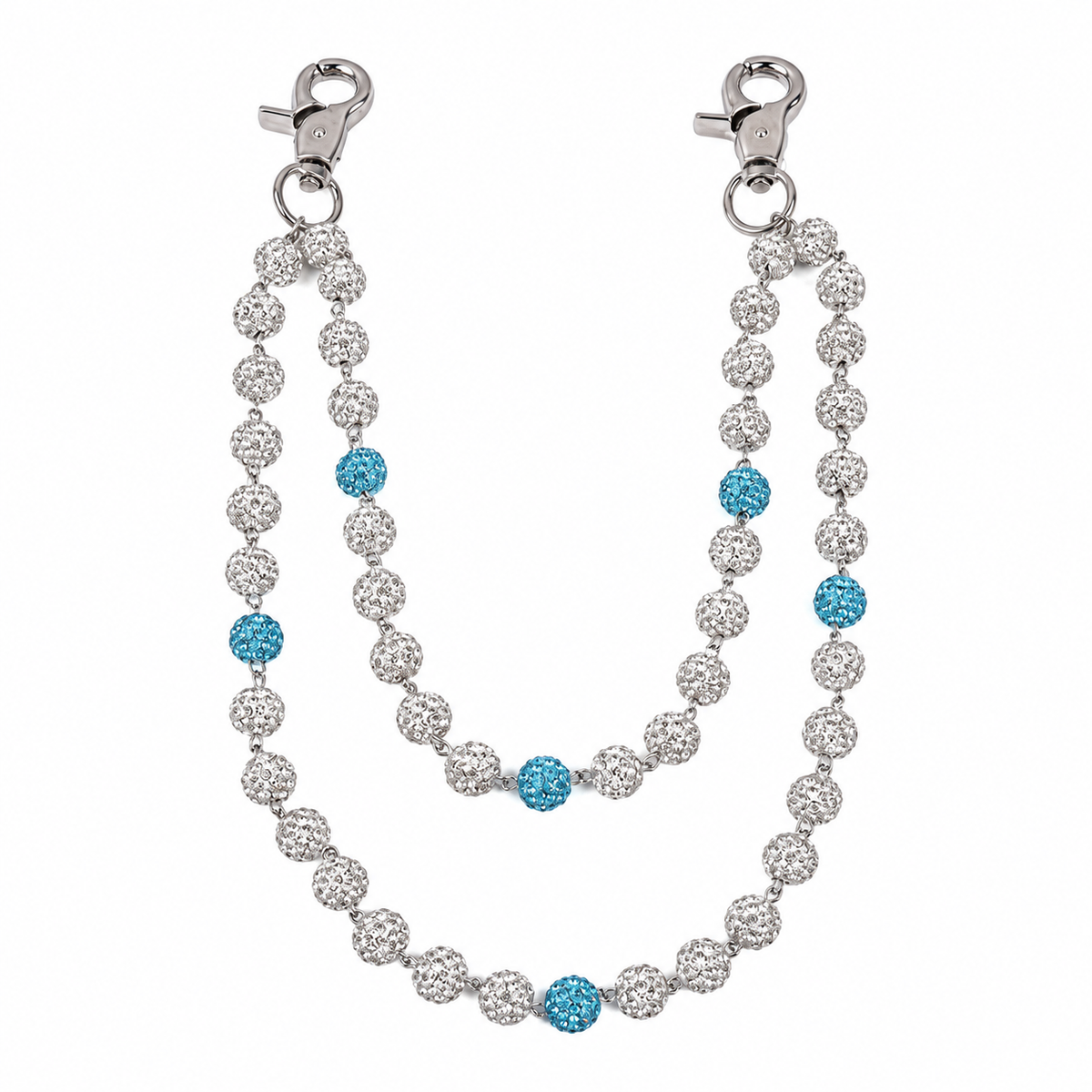 Prism Beaded Jean Chain in White / Blue, front view