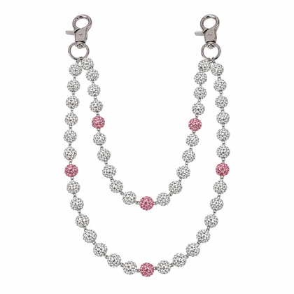 Prism Beaded Jean Chain in White / Pink I, front view