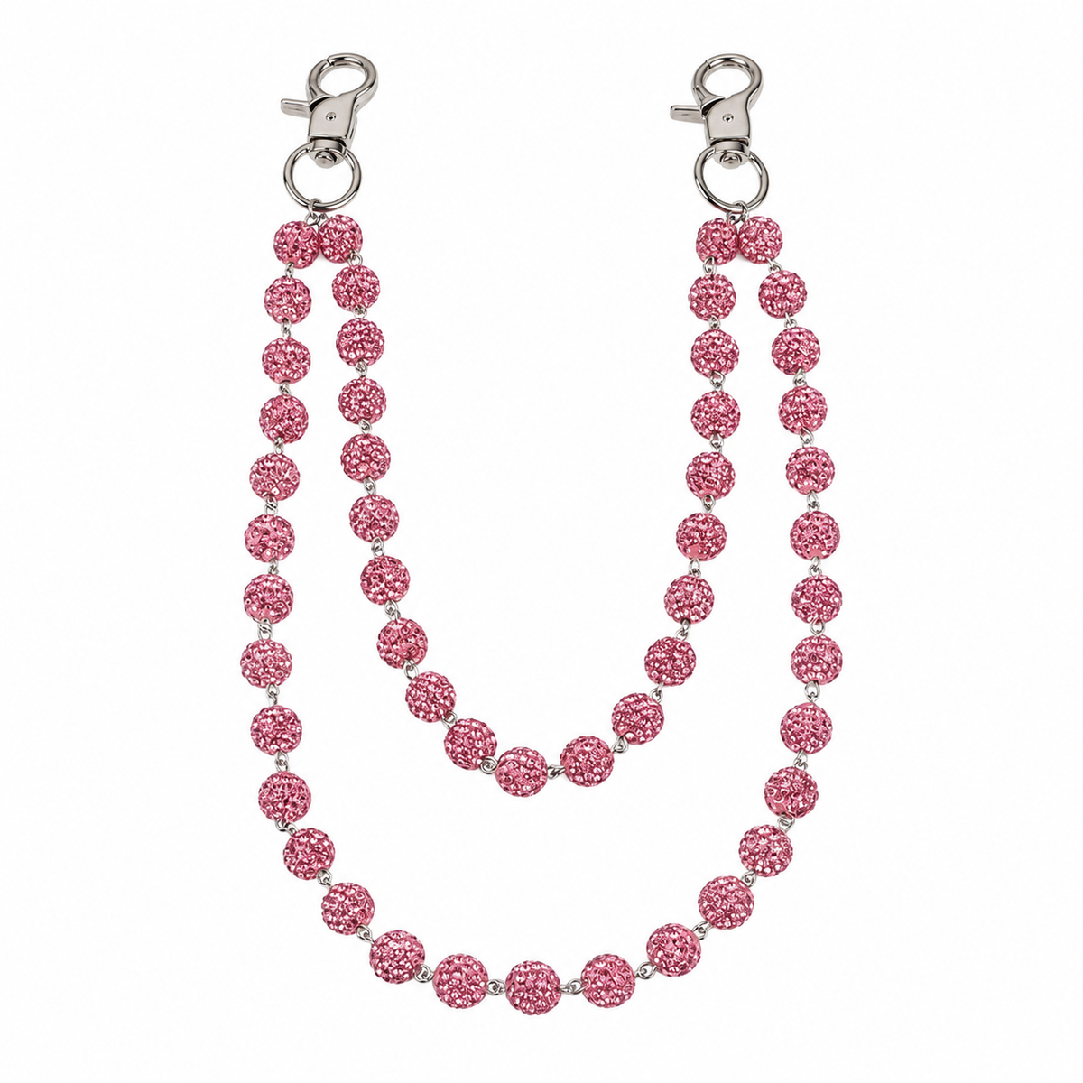 Prism Beaded Jean Chain in Pink, front view