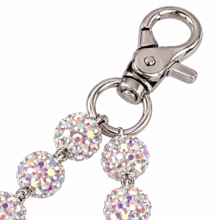 Prism iridescent beaded jean chain, silver-colour lobster clasp detail