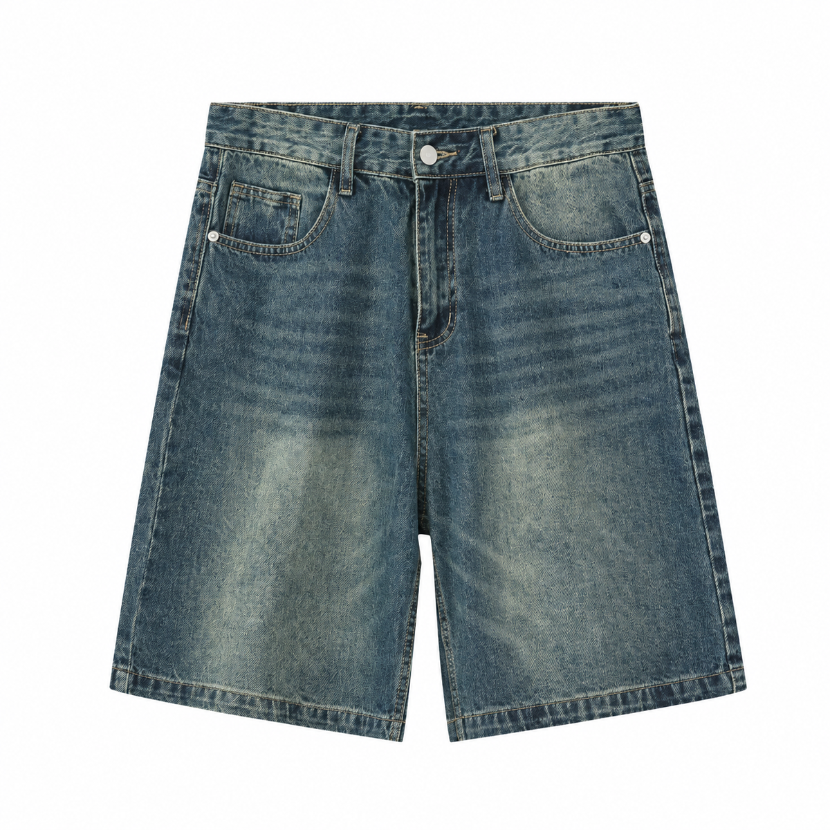 Silt Washed Denim Shorts in Blue, front view