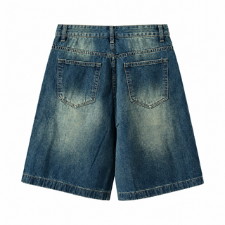 Silt blue denim shorts, back pockets and faded wash