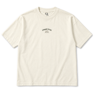 Le Parcours Graphic Tee in Faded Cream, front view with small matching chest print