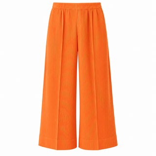 Plissé Wide-Leg Trousers — orange front