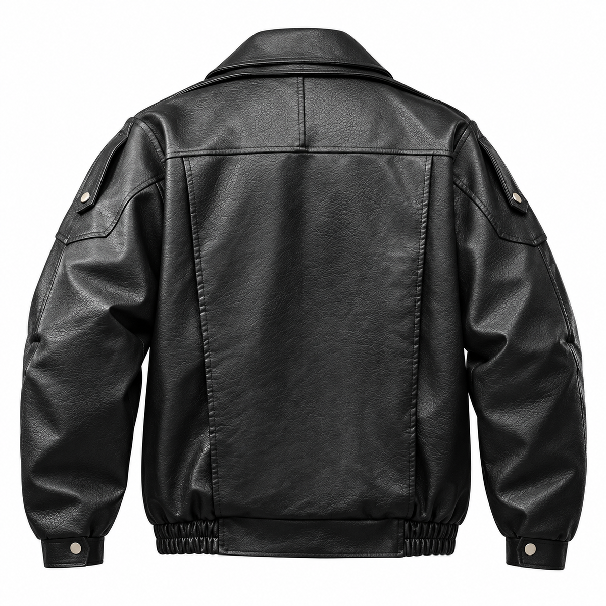 Rider Faux-Leather Bomber Jacket — black back