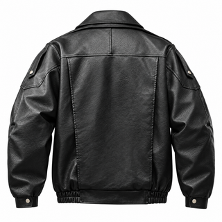 Rider Faux-Leather Bomber Jacket — black back