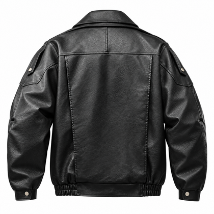 Rider Faux-Leather Bomber Jacket — black back