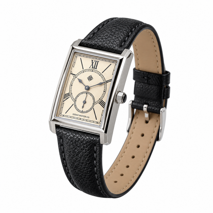 Portico Rectangular Quartz Watch — Champagne — three-quarter view