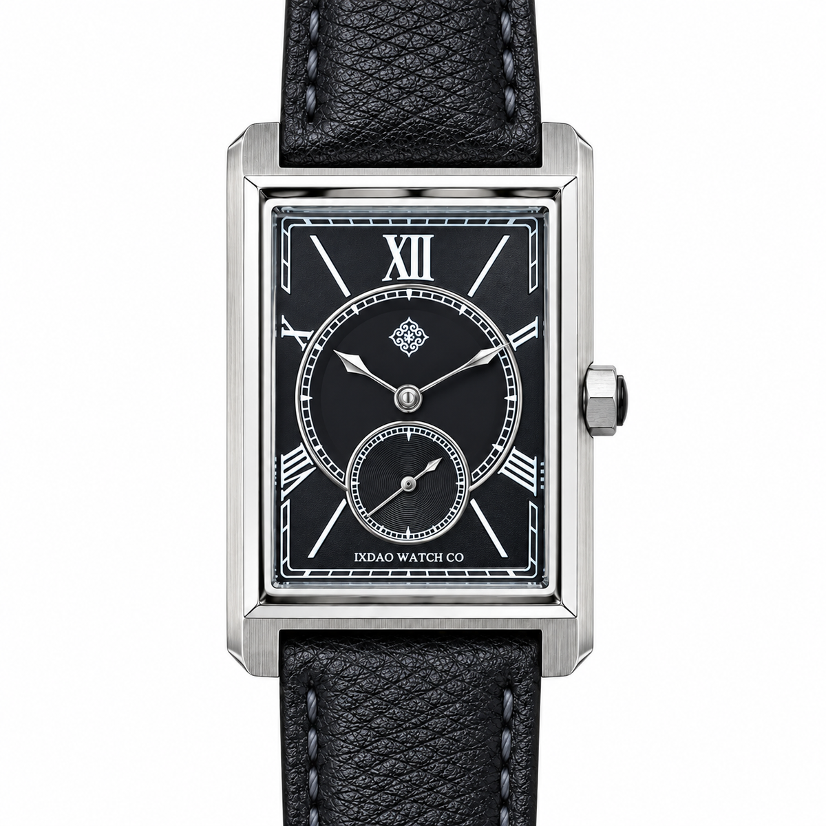 Portico Rectangular Quartz Watch — Black — front view