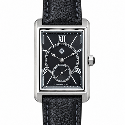 Portico Rectangular Quartz Watch — Black — front view