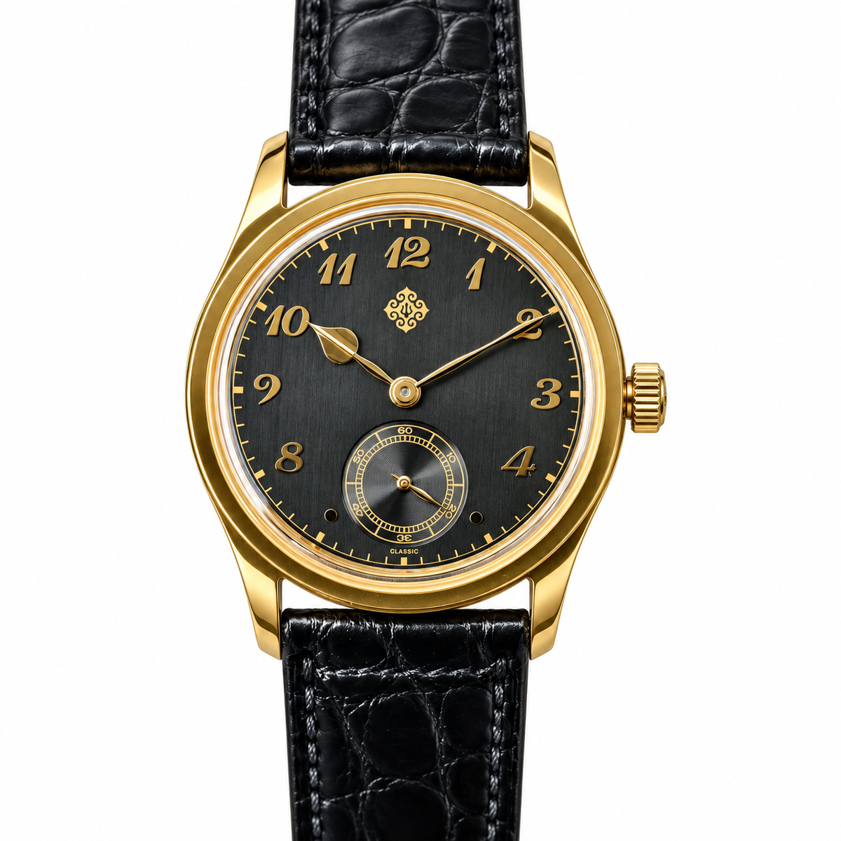 Monument Small Seconds Quartz Watch — Gold / Black — front view