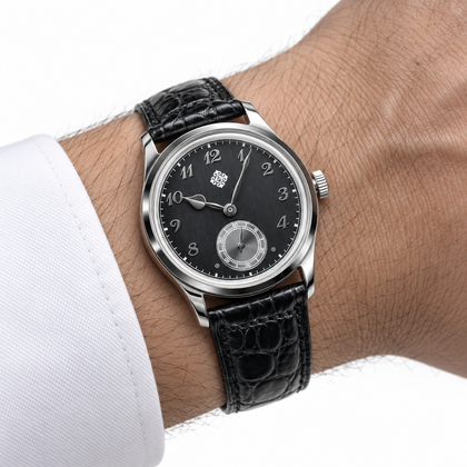 Monument Small Seconds Quartz Watch — Black — worn on wrist