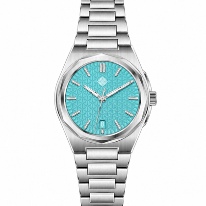 Aurora Mother-of-Pearl Automatic Watch — Sky Blue — front view