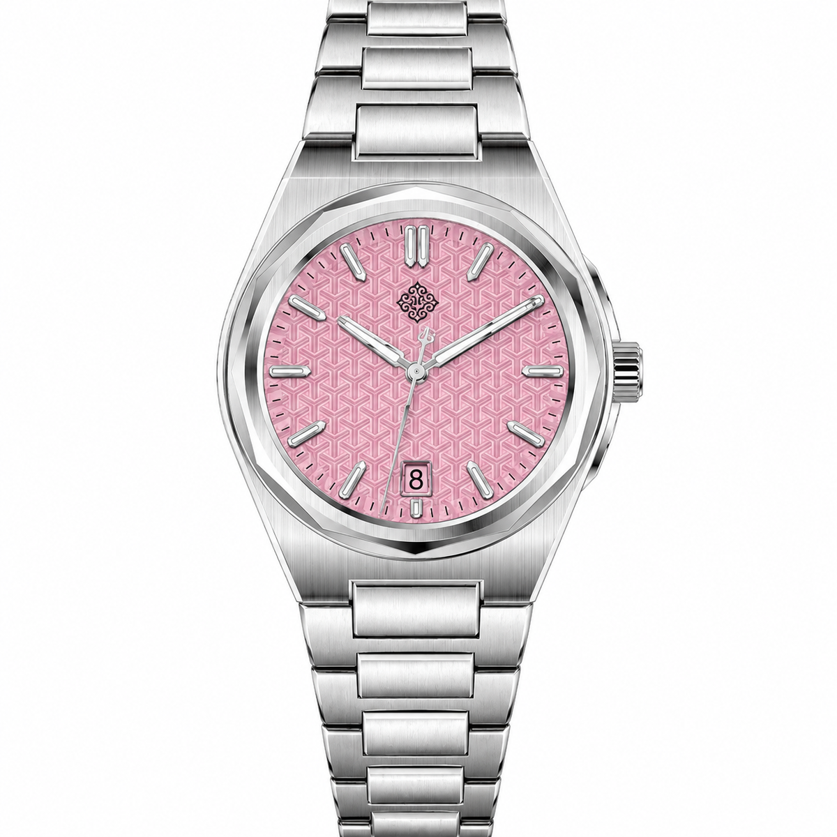 Aurora Mother-of-Pearl Automatic Watch — Light Pink — front view