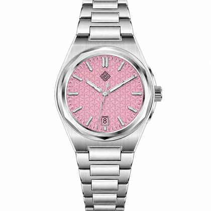 Aurora Mother-of-Pearl Automatic Watch — Light Pink — front view