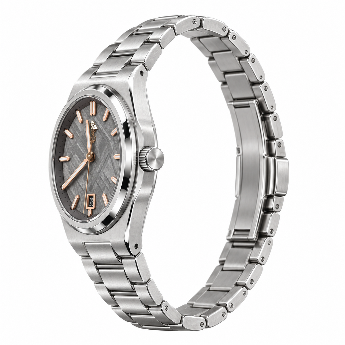 Asterion Meteorite Automatic Watch — Grey — crown-side profile