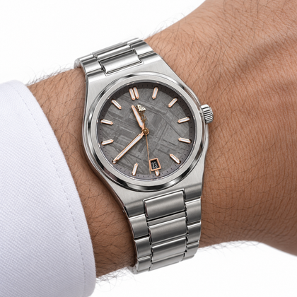 Asterion Meteorite Automatic Watch — Grey — worn on wrist