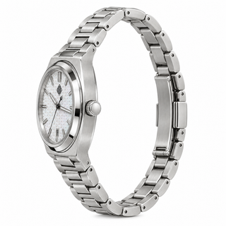 Armure Mother-of-Pearl Automatic Watch — White Mother-of-Pearl — crown-side profile