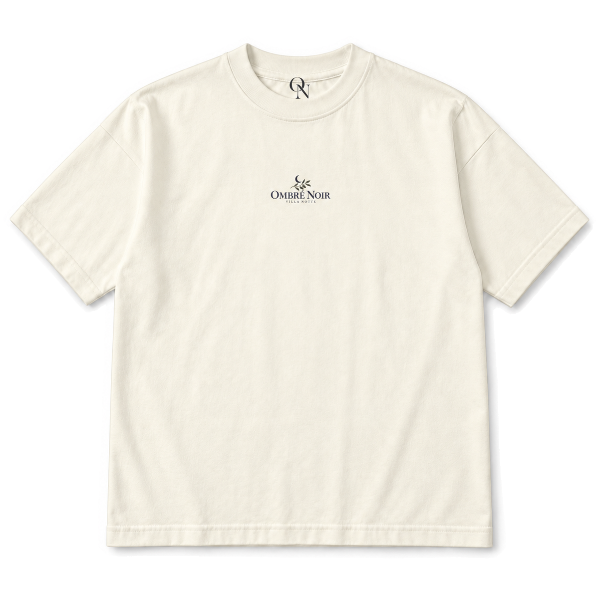 Villa Notte Graphic Tee in Faded Cream, front view with small matching chest print