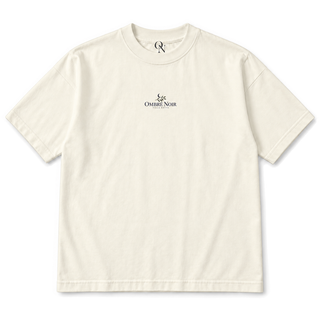 Villa Notte Graphic Tee in Faded Cream, front view with small matching chest print