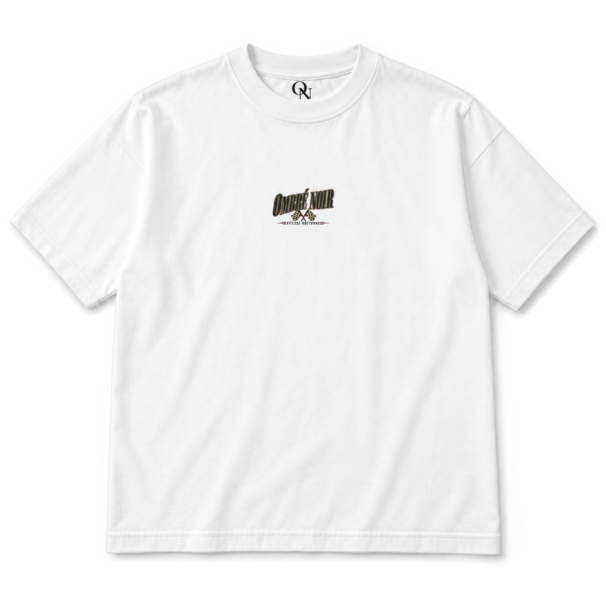 Vitesse Nocturne Graphic Tee in White, front view with small matching chest print