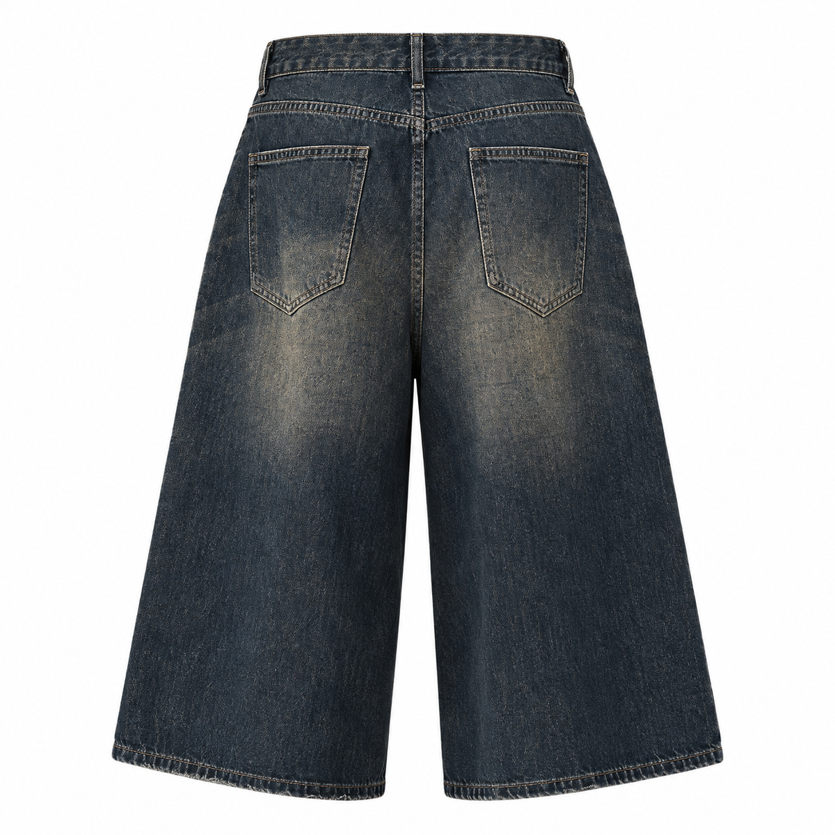 Patina Wide-Leg Denim Shorts in Old Blue, back view