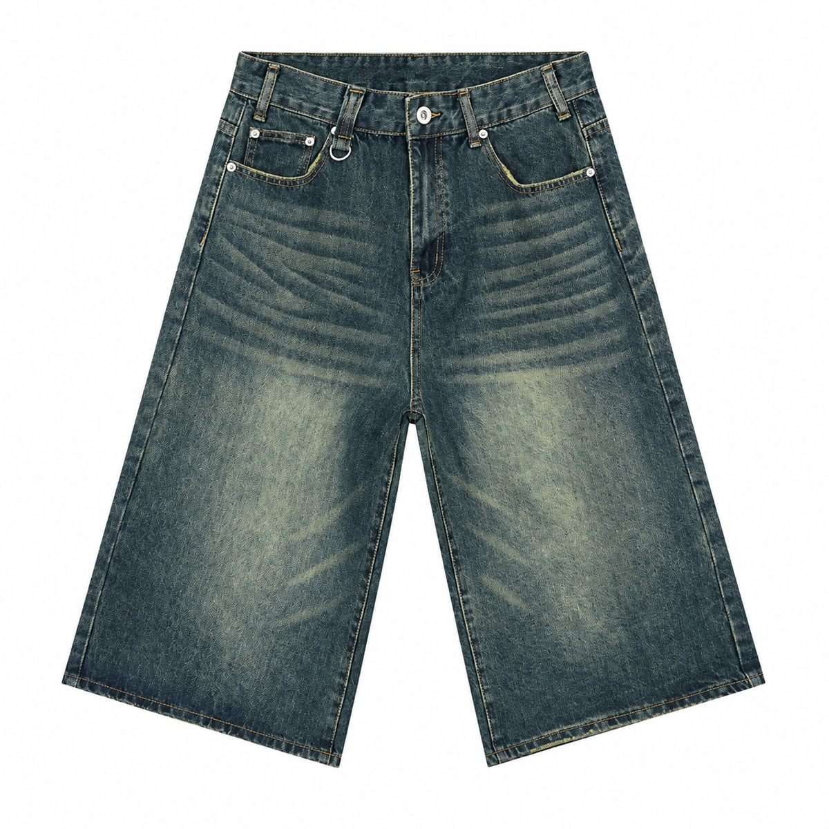 Patina Wide-Leg Denim Shorts in Retro Blue, front view