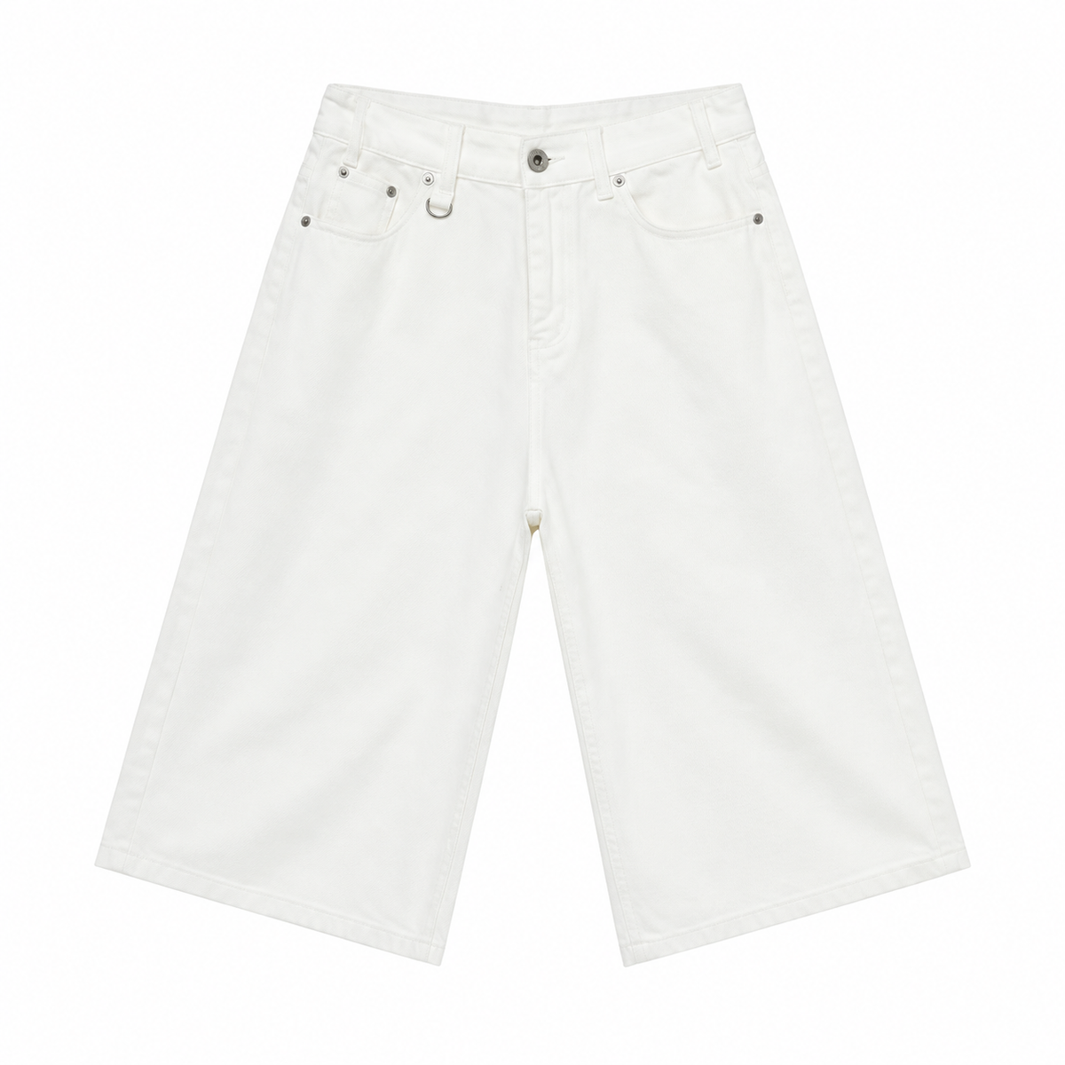 Patina Wide-Leg Denim Shorts in White, front view