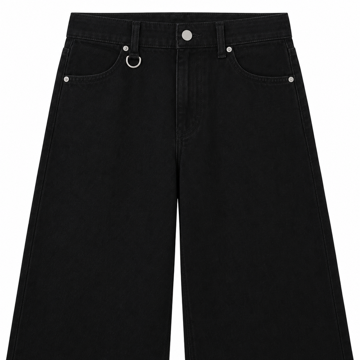 Patina Wide-Leg Jeans in Black, detail close-up