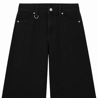 Patina Wide-Leg Jeans in Black, detail close-up