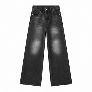 Patina Wide-Leg Jeans in Black-grey, front view