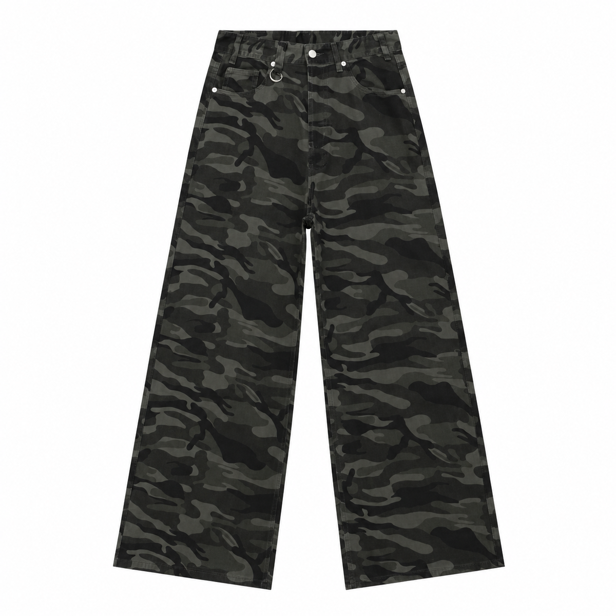 Patina Wide-Leg Jeans in Camouflage, front view
