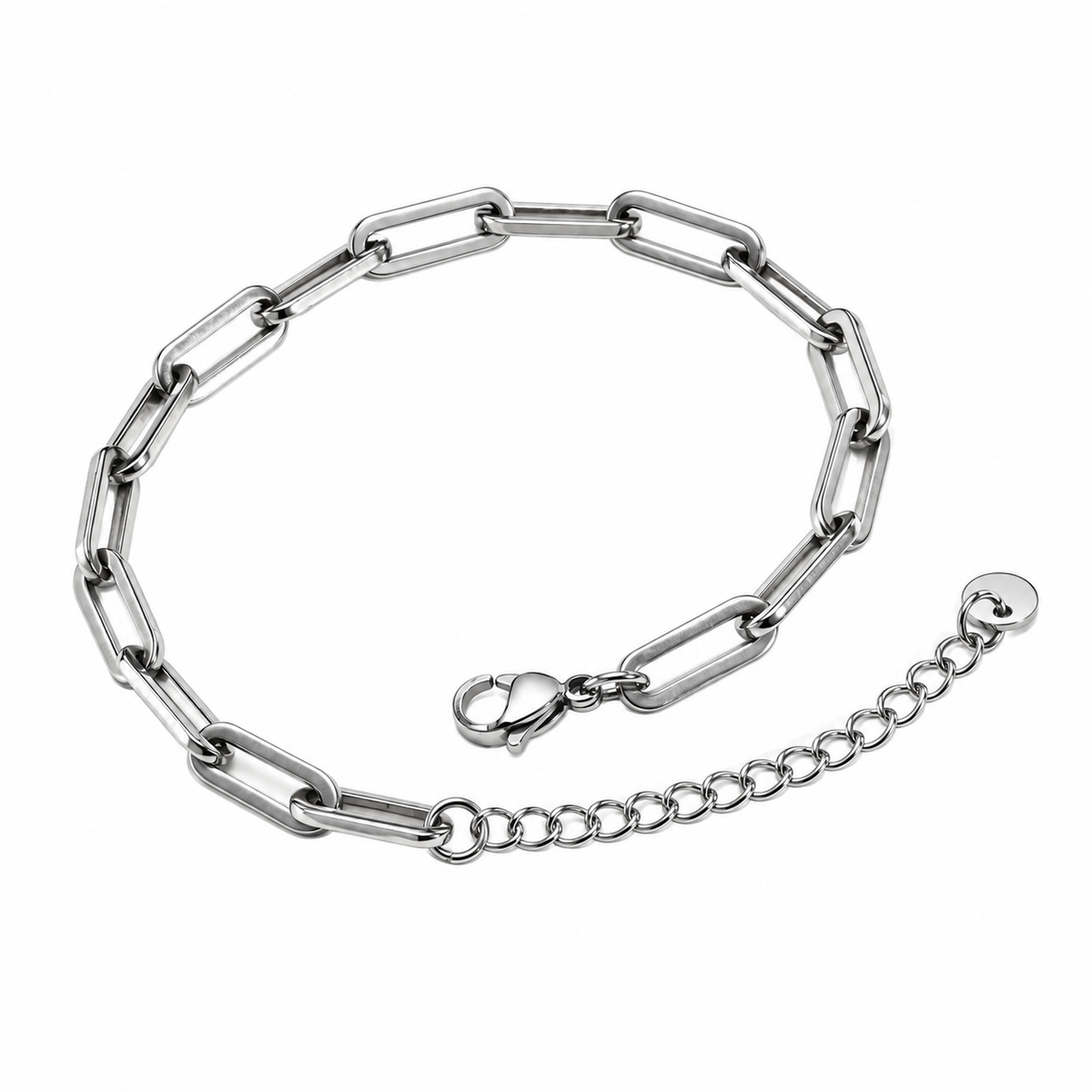 Portico Adjustable Steel Bracelet in Silver, front view
