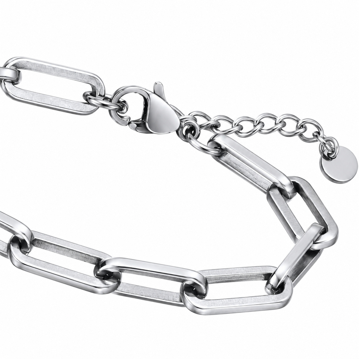 Portico Adjustable Steel Bracelet in Silver, detail close-up