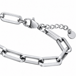 Portico Adjustable Steel Bracelet in Silver, detail close-up