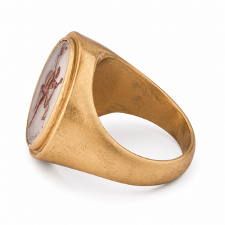 Prometheus signet ring reverse view on white