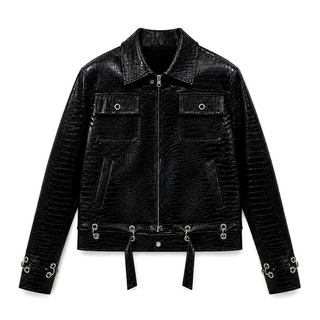 Rivet Noir Jacket, front studio view on white