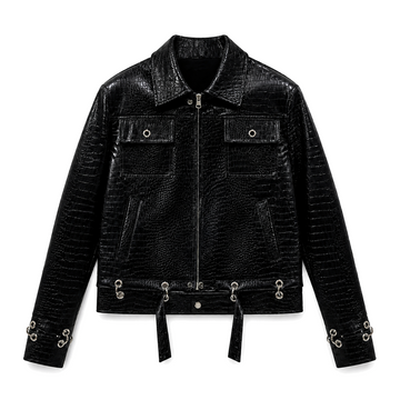Rivet Noir Jacket, front studio view on white