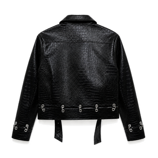 Rivet Noir Jacket, rear studio view on white