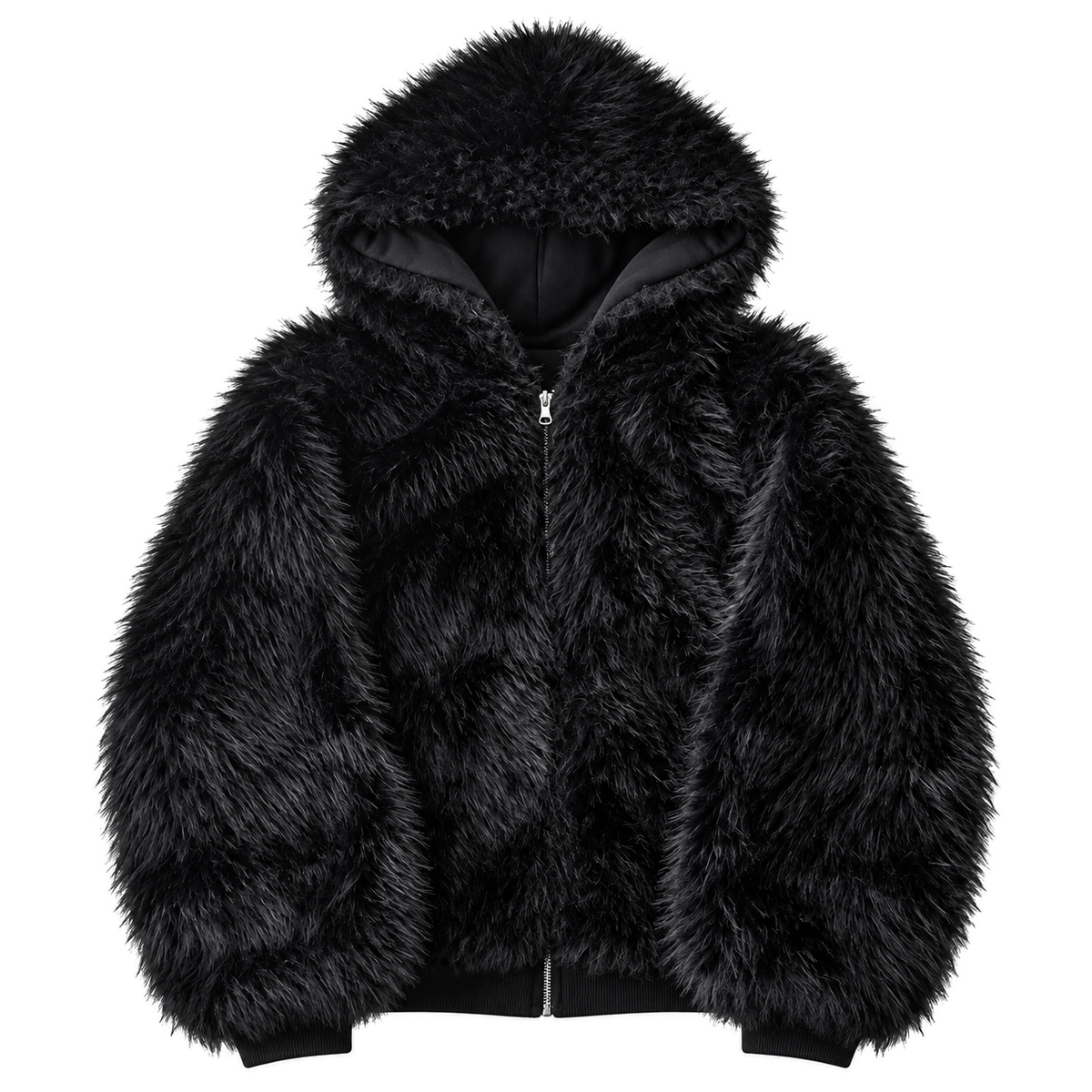 Sable Reversible Faux-Fur Jacket — black front view