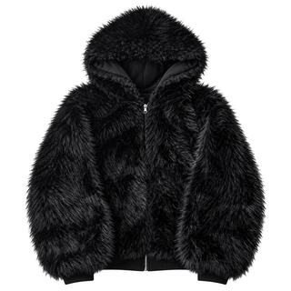 Sable Reversible Faux-Fur Jacket — black front view